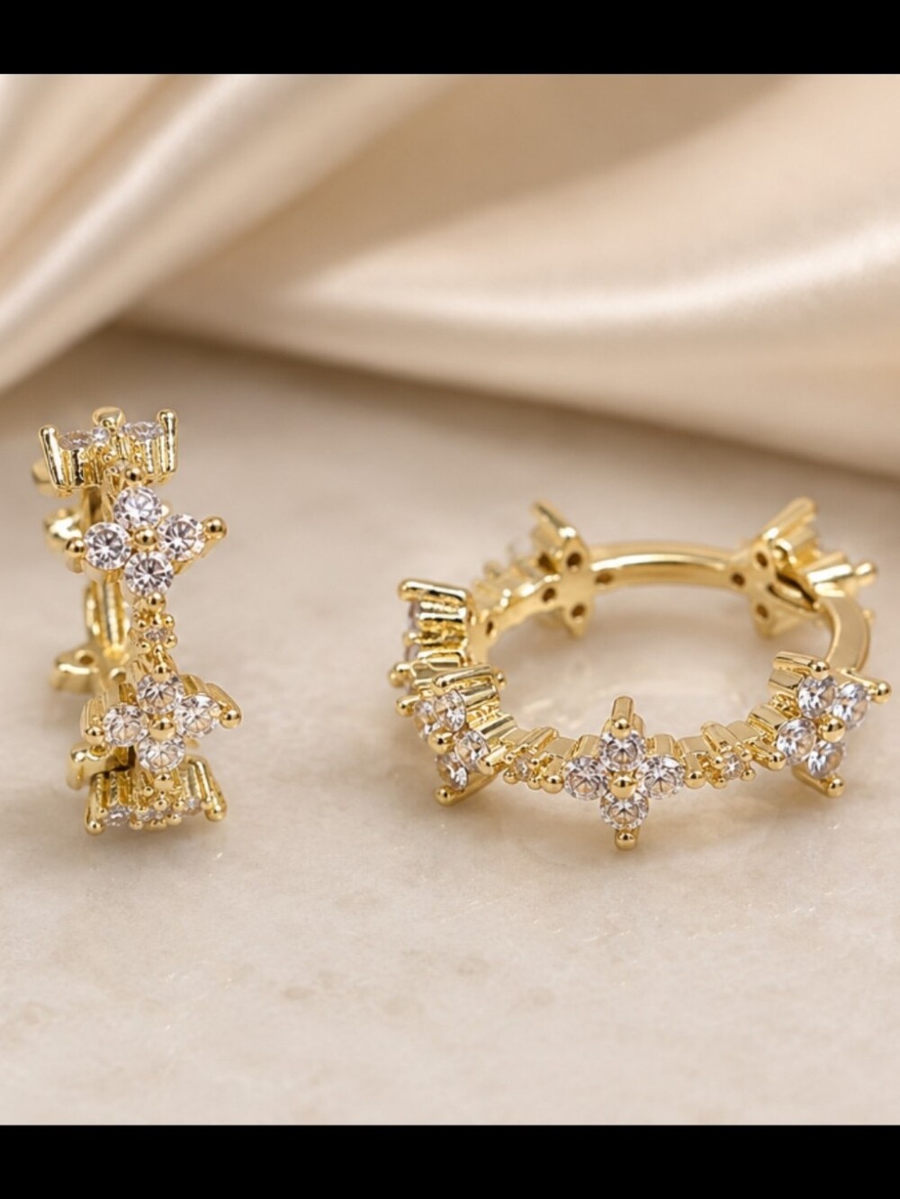 Elegant Gold Flower Hoop Earrings